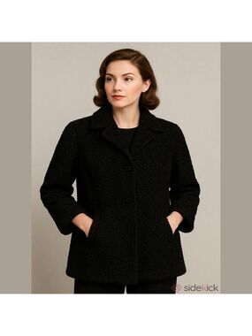 Vintage 1940s Black Persian Lamb (Astrakhan) Fur Coat w/ Silk Lining – M/L